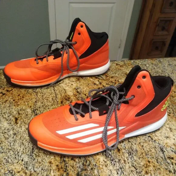 Rare 2014 Adidas Mens Basketball Shoes Sneakers Orange Black Lace Up S84205 14.5